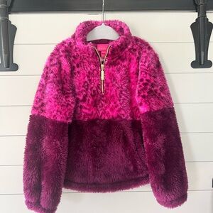 Lilly Pulitzer Toddler XS Pink Sherpa 1/4 Zip Popover Jacket 2T/3T